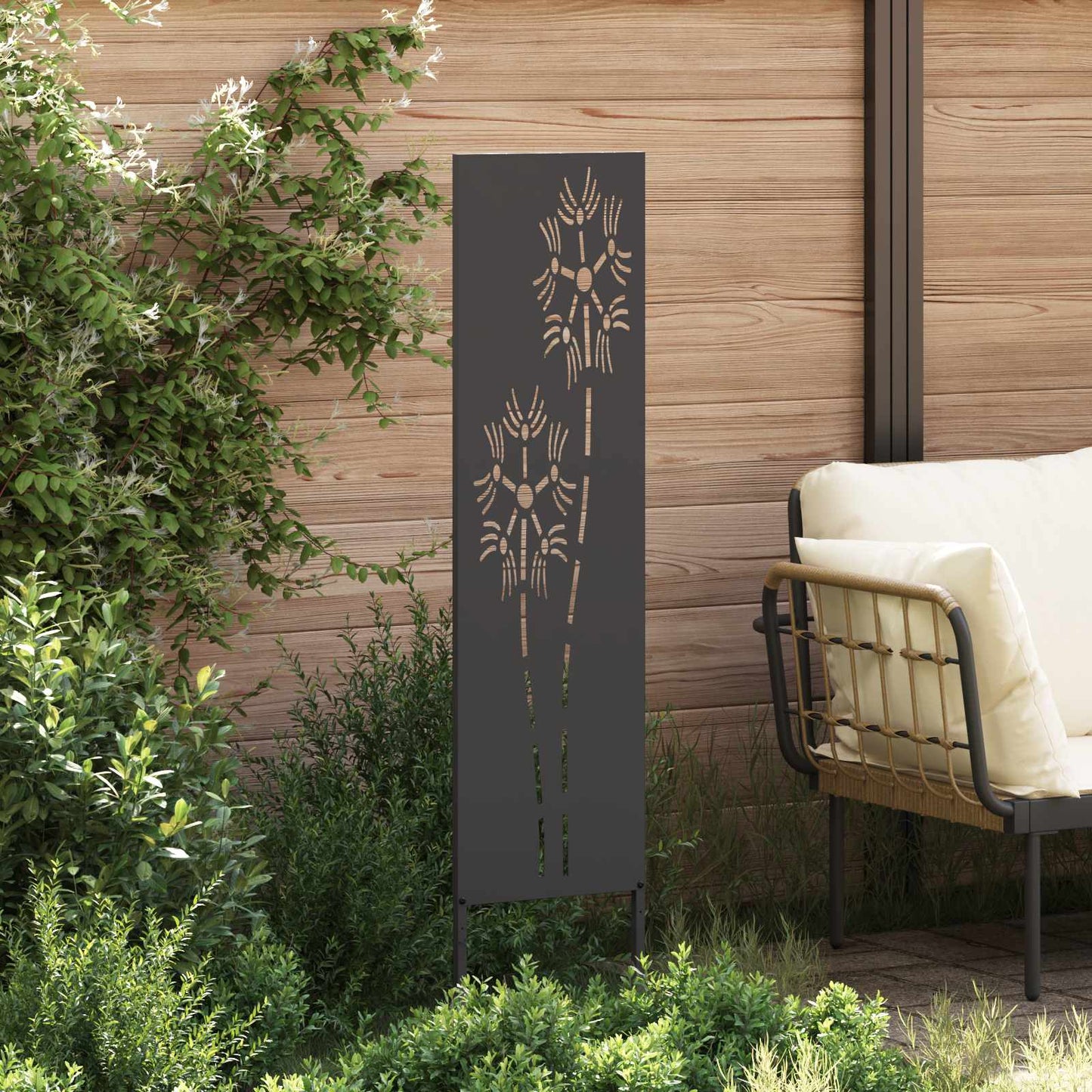 Hageprivat skjerm Fretwork Svart 32 x 140 cm Kaldvalsestål