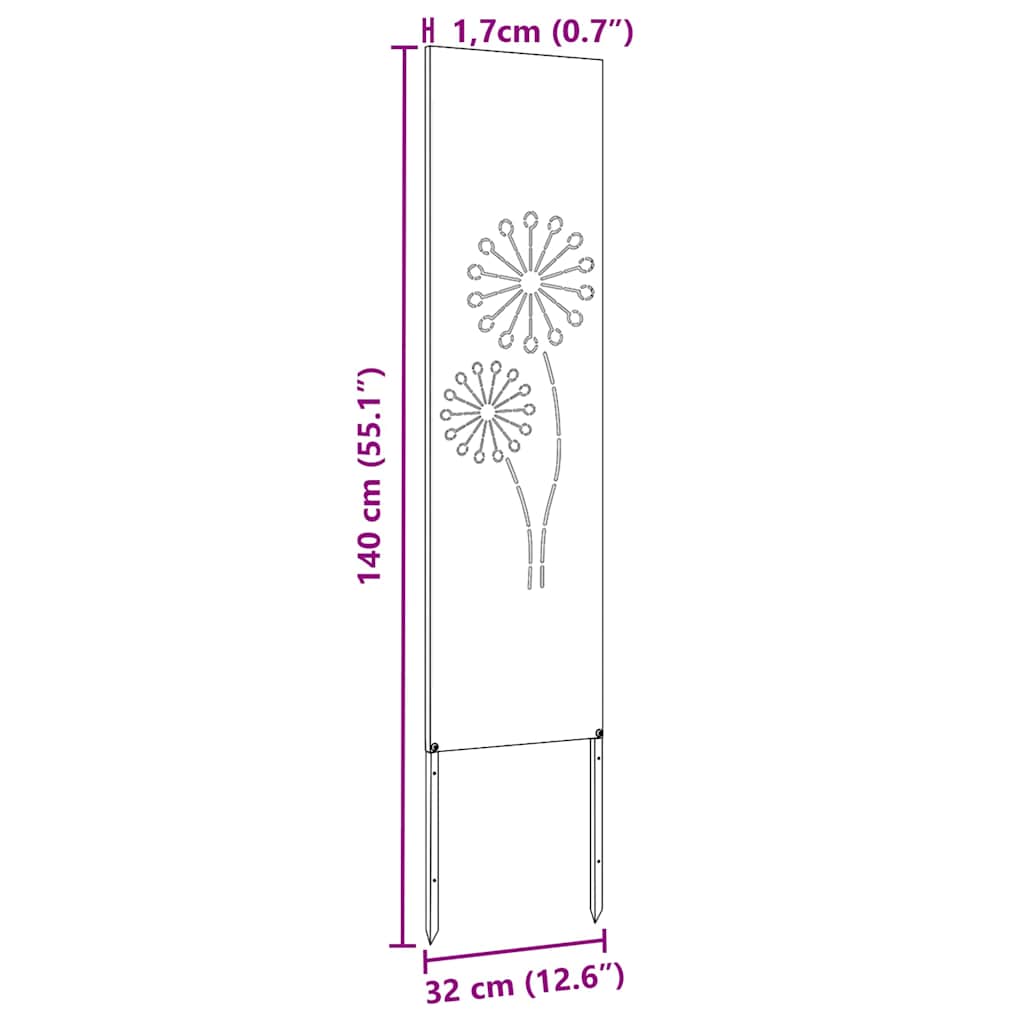 Hageprivat skjerm Fretwork Antrasitt 32 x 140 cm Kaldvalsestål