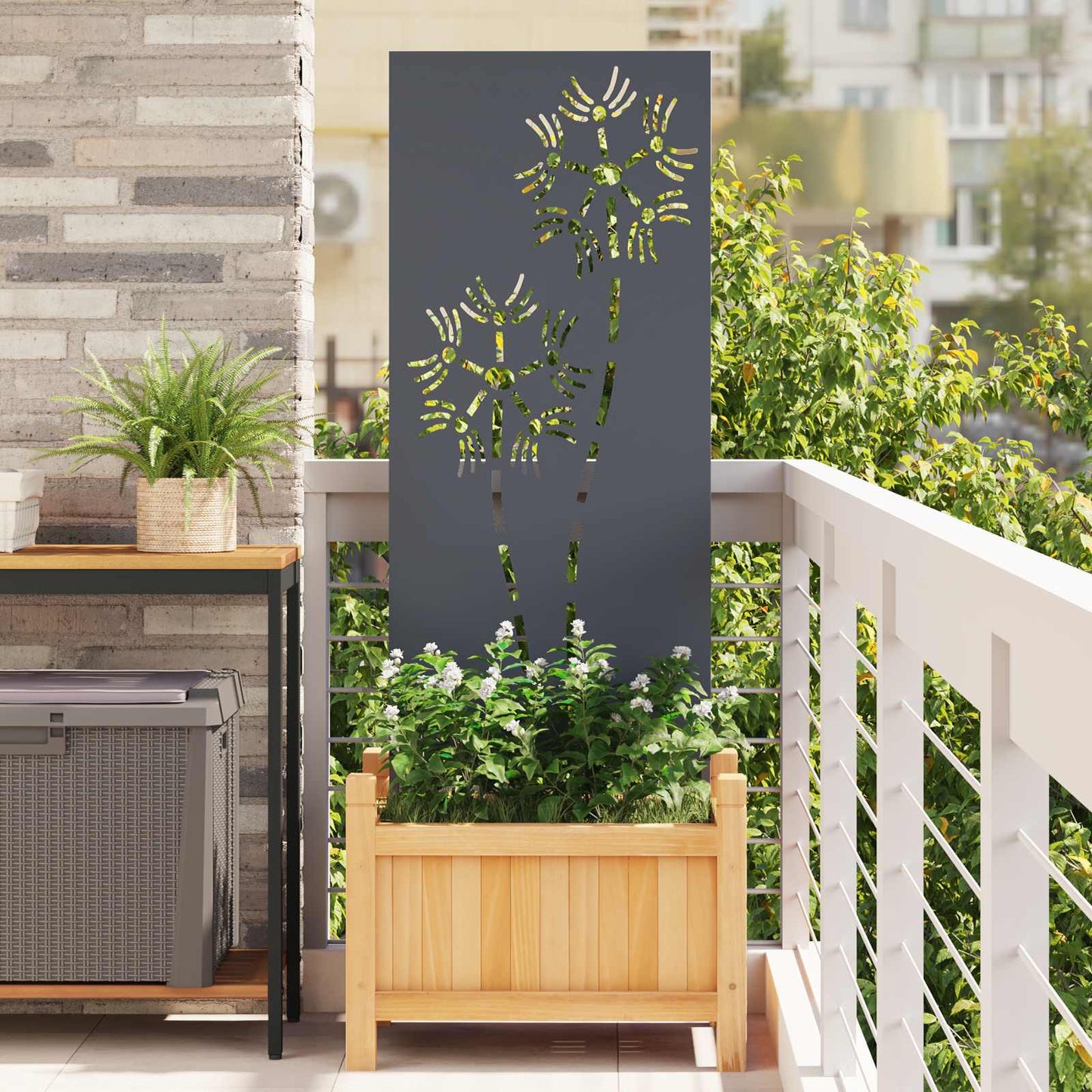 Hageprivat skjerm Fretwork Antrasitt 50 x 140 cm Kaldvalsestål