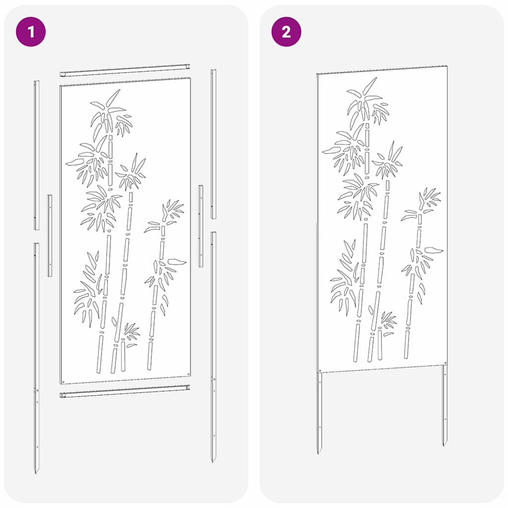 Hageprivat skjerm Blomster Hvit 50 x 140 cm Kaldvalsestål