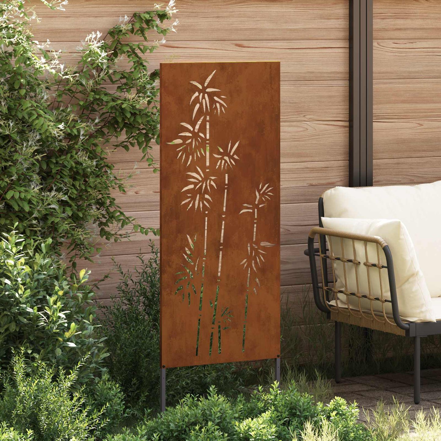 Hageprivat skjerm Blomster Rusten 50 x 140 cm Cortenstål