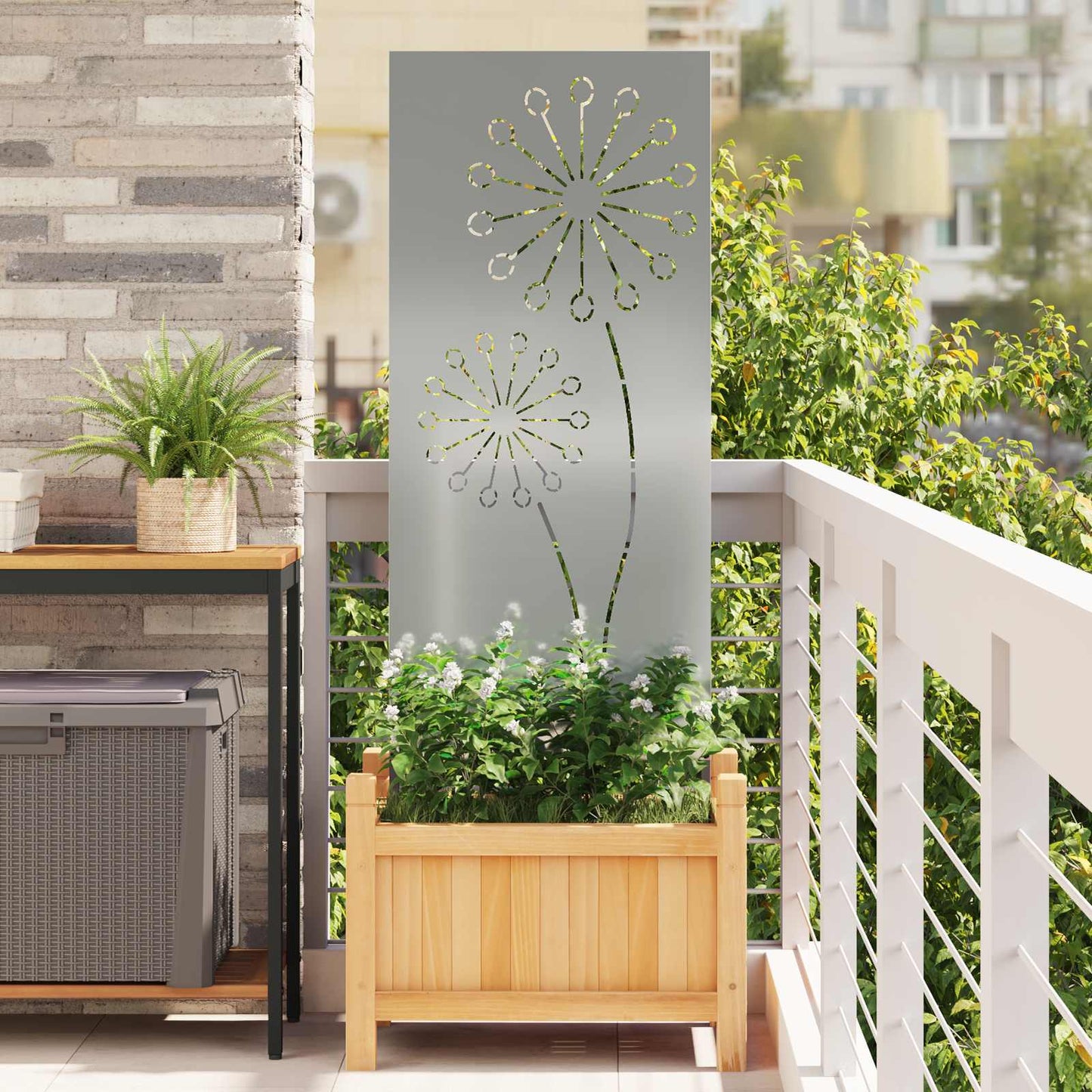 Hageprivat skjerm Fretwork sølv 50 x 140 cm Galvanisert stål
