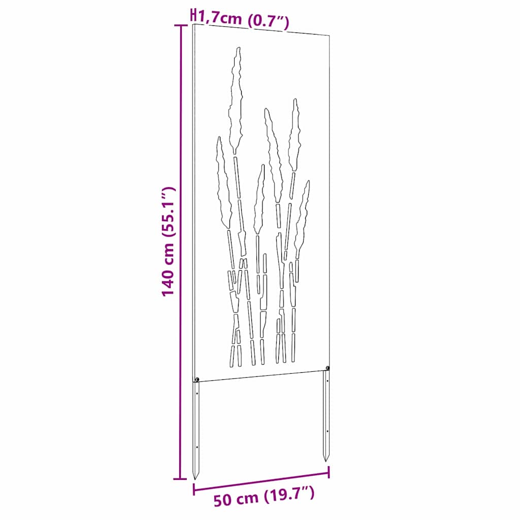Hageprivat skjerm Blomster Hvit 50 x 140 cm Kaldvalsestål