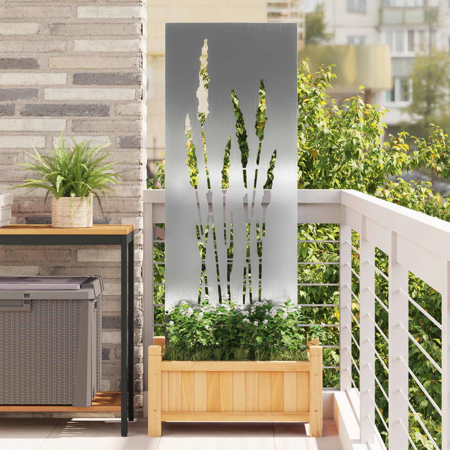 Hageprivat skjerm Blomster sølv 50 x 140 cm Rustfritt stål