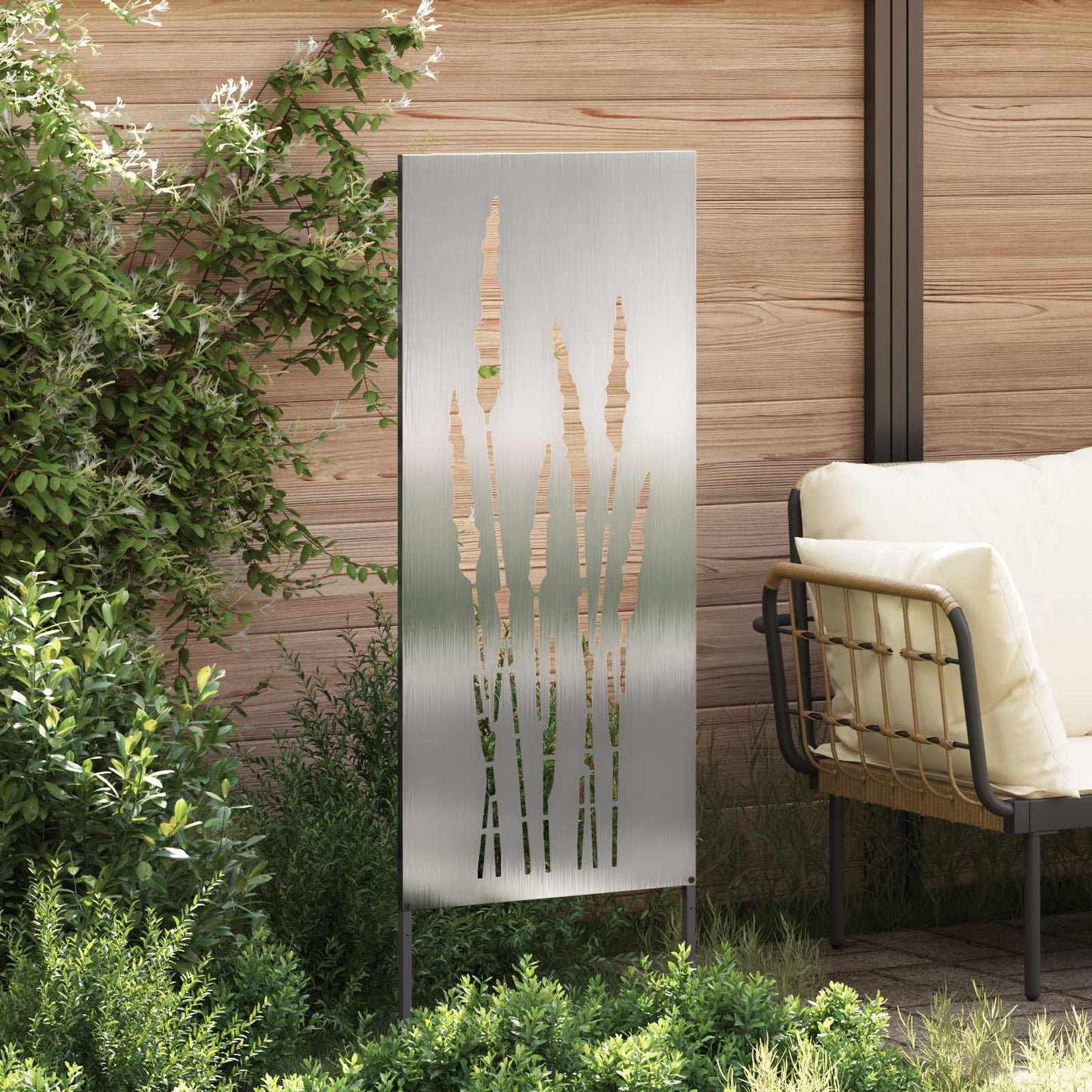 Hageprivat skjerm Blomster sølv 50 x 140 cm Rustfritt stål