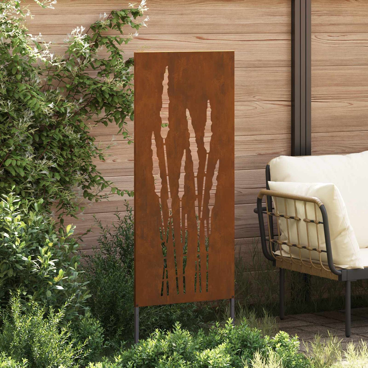Hageprivat skjerm Blomster Rusten 50 x 140 cm Cortenstål