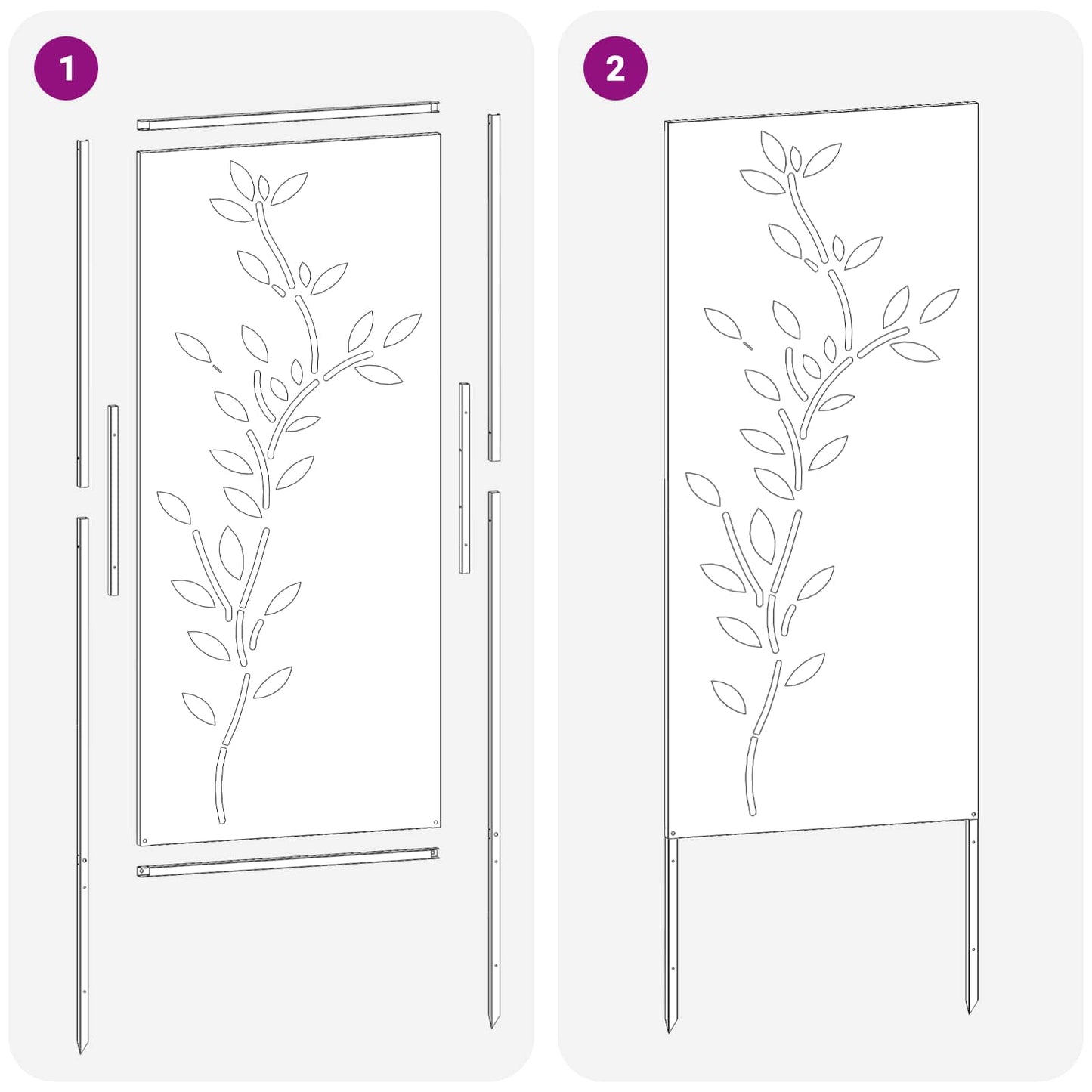 Hageprivat skjerm Blomster Hvit 50 x 140 cm Kaldvalsestål