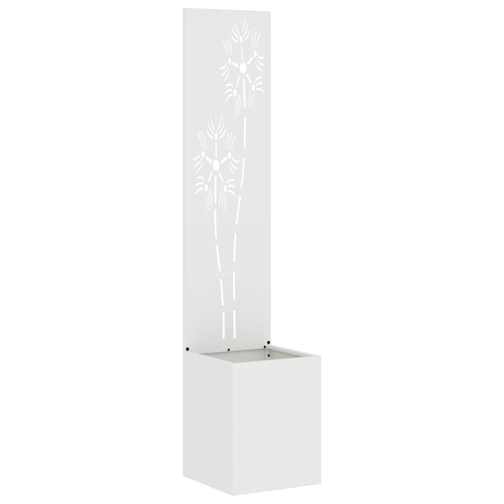 Hageprivat skjerm Blomster Hvit 32 x 150 cm Kaldvalsestål