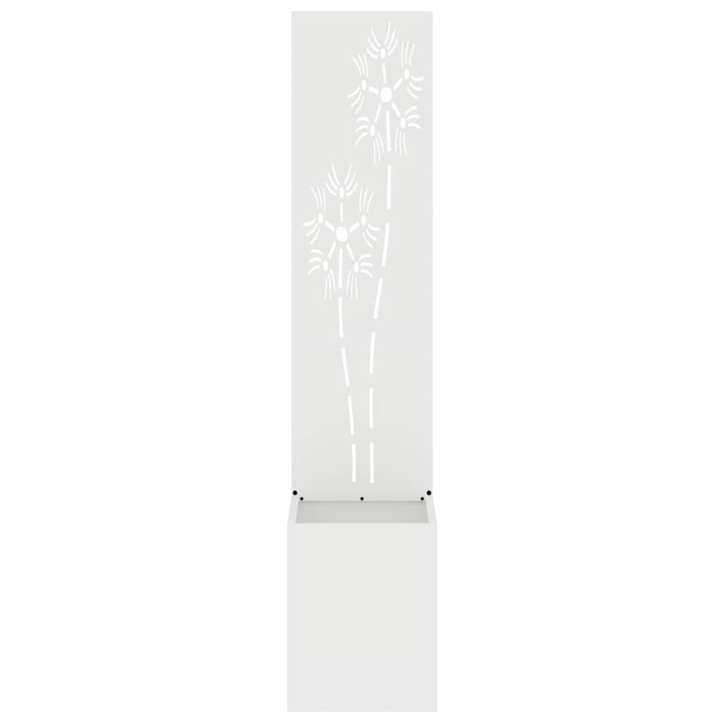 Hageprivat skjerm Blomster Hvit 32 x 150 cm Kaldvalsestål