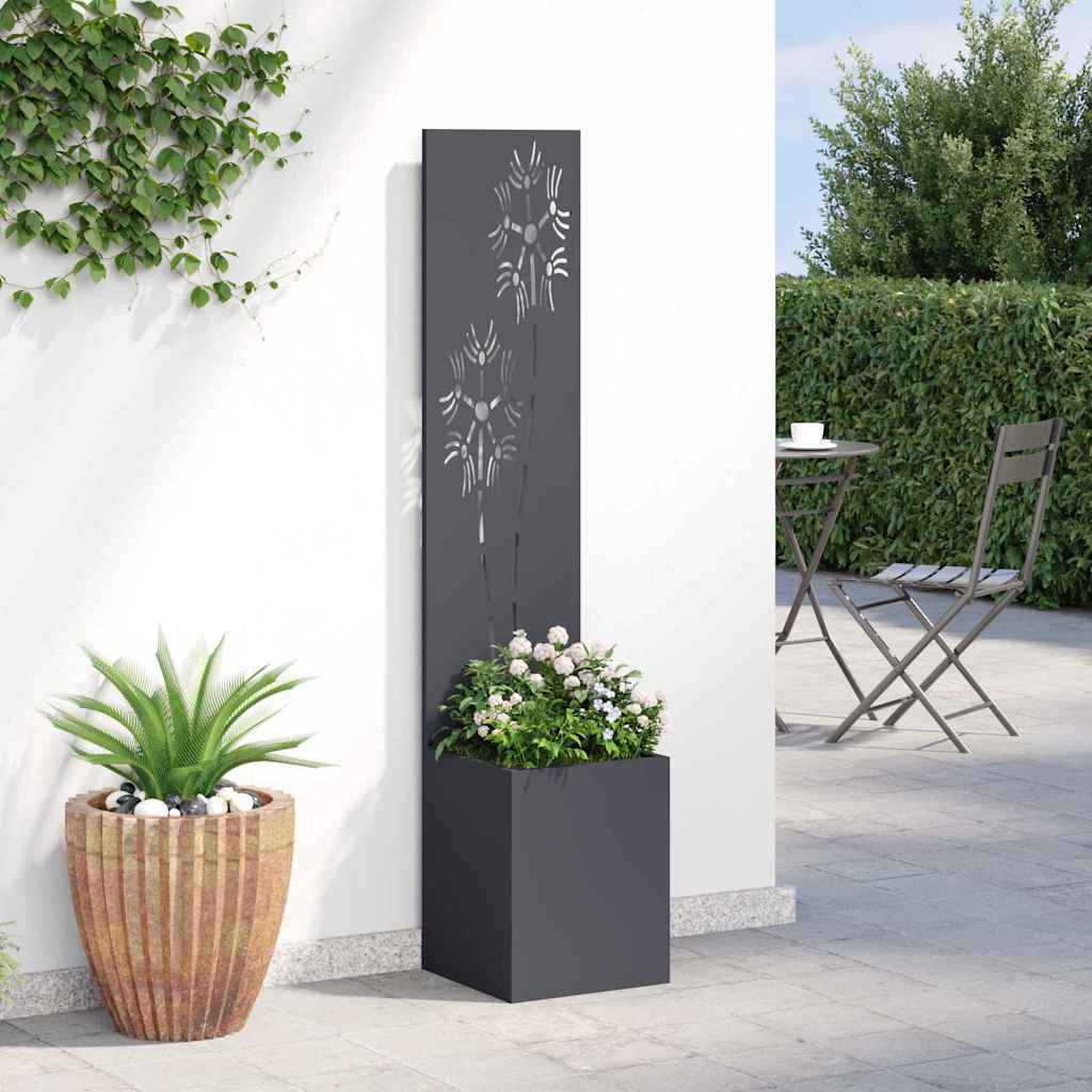 Hageprivat skjerm Blomster Antrasitt 32 x 150 cm Kaldvalsestål