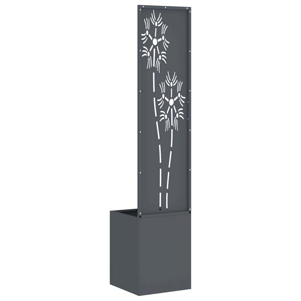 Hageprivat skjerm Blomster Antrasitt 32 x 150 cm Kaldvalsestål