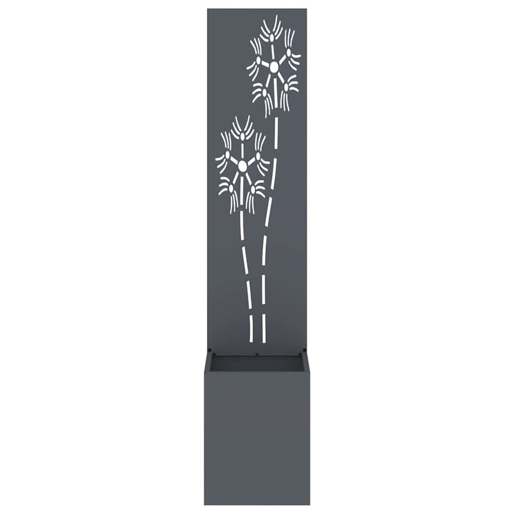 Hageprivat skjerm Blomster Antrasitt 32 x 150 cm Kaldvalsestål