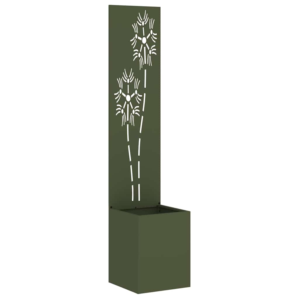 Hageprivat skjerm Olivengrønn 32 x 150 cm Kaldvalsestål