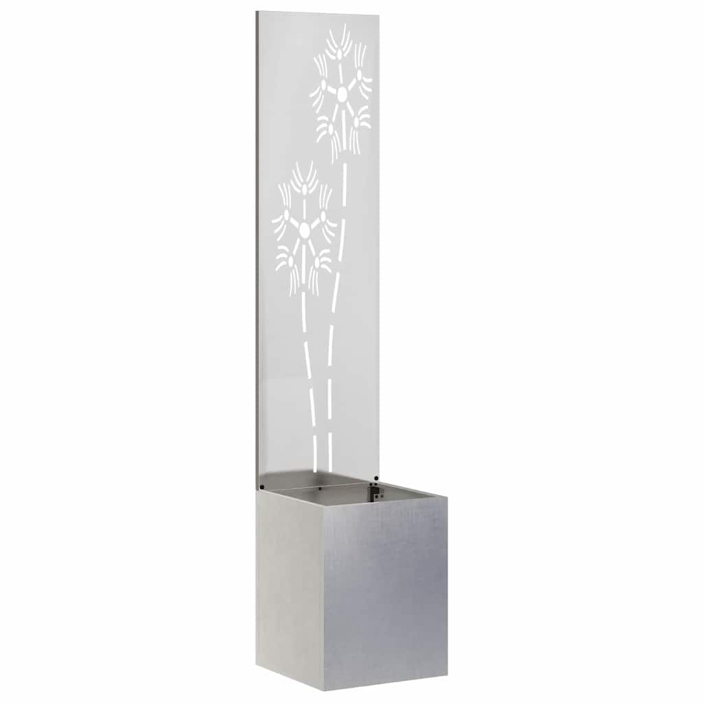 Hageprivat skjerm Blomster Sølv 32 x 150 cm Rustfritt stål