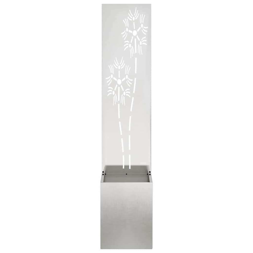 Hageprivat skjerm Blomster Sølv 32 x 150 cm Rustfritt stål