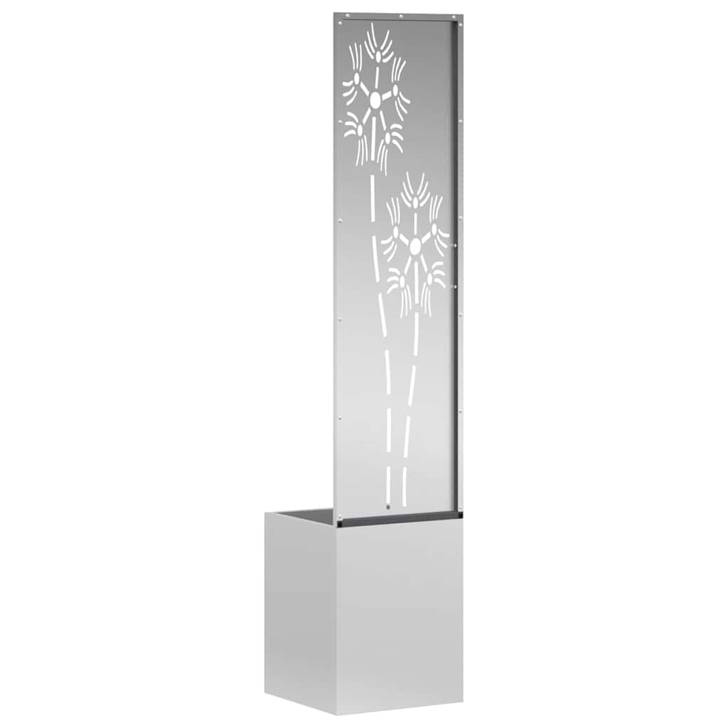 Hageprivat skjerm Blomster sølv 32 x 150 cm Galvanisert stål