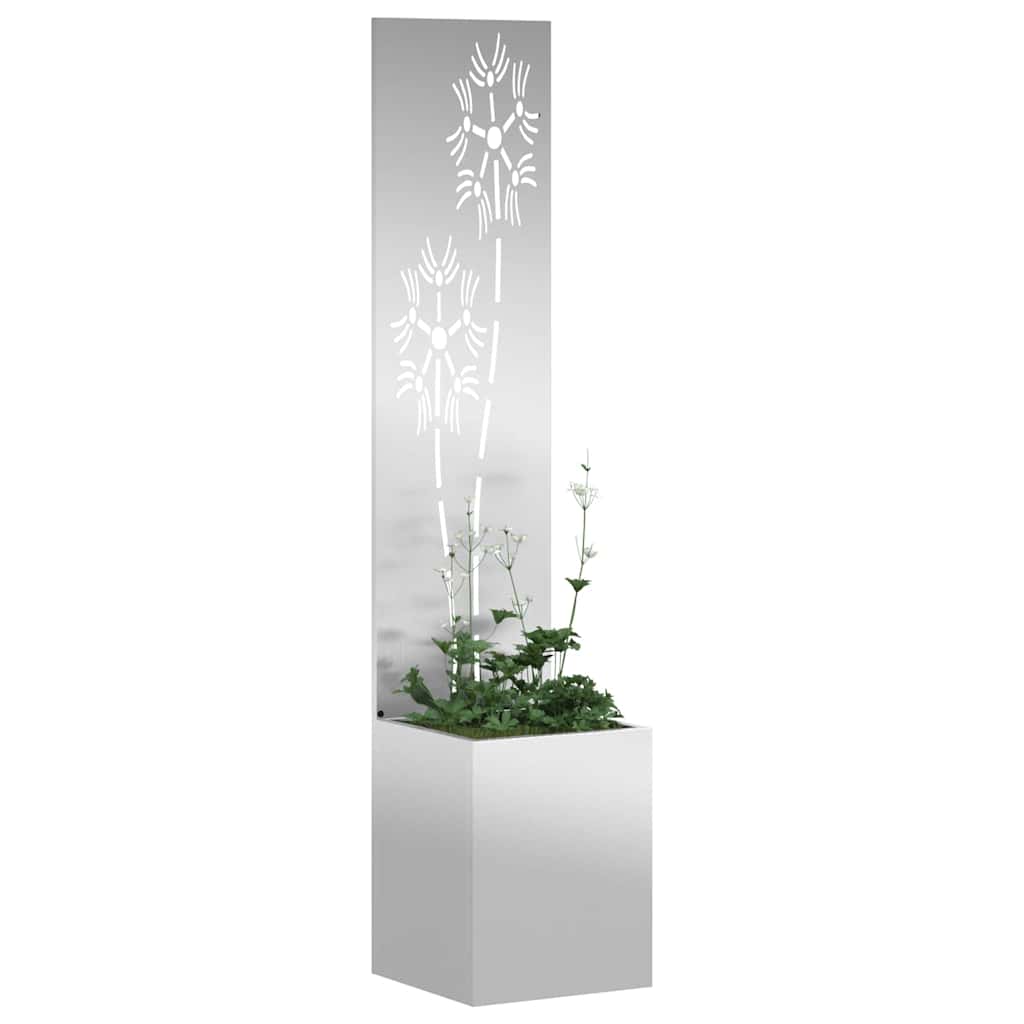 Hageprivat skjerm Blomster sølv 32 x 150 cm Galvanisert stål