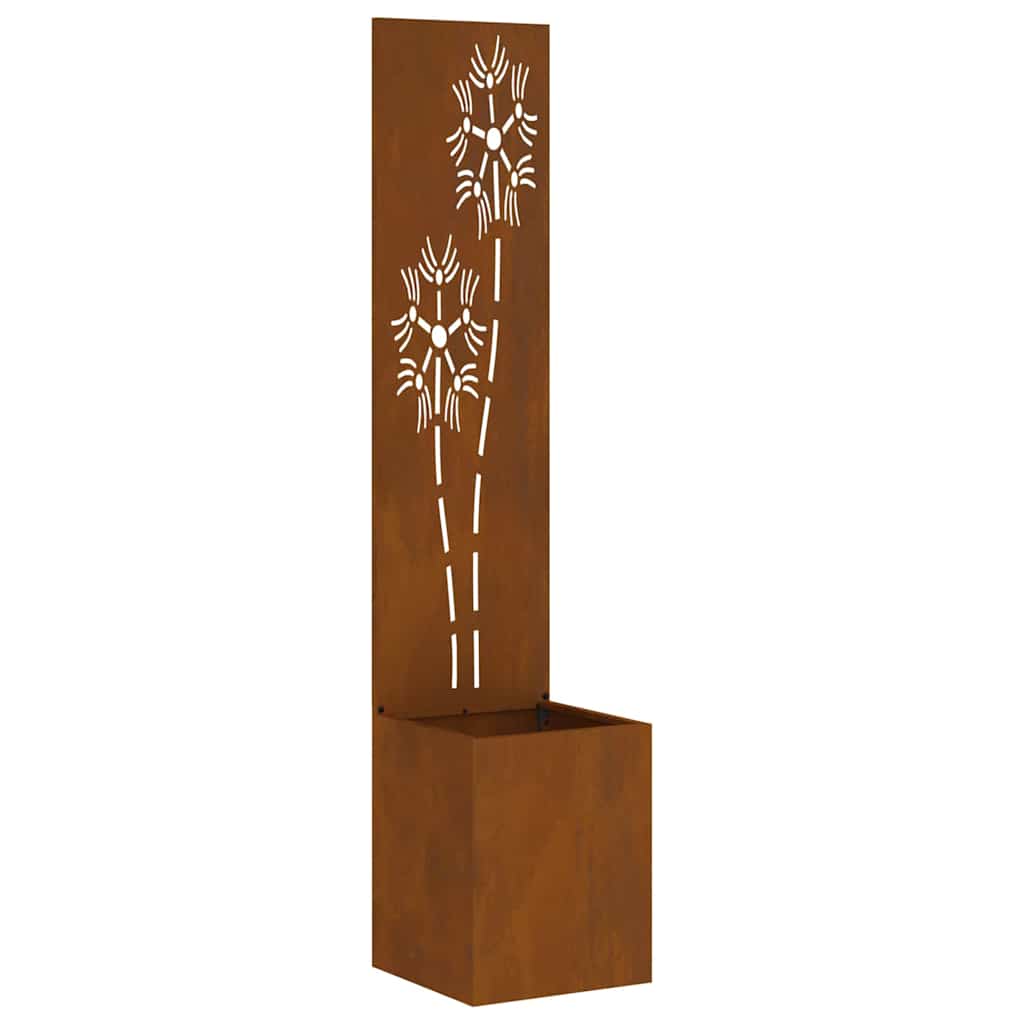 Hageprivat skjerm Blomster Rusten 32 x 32 x 150 cm Cortenstål