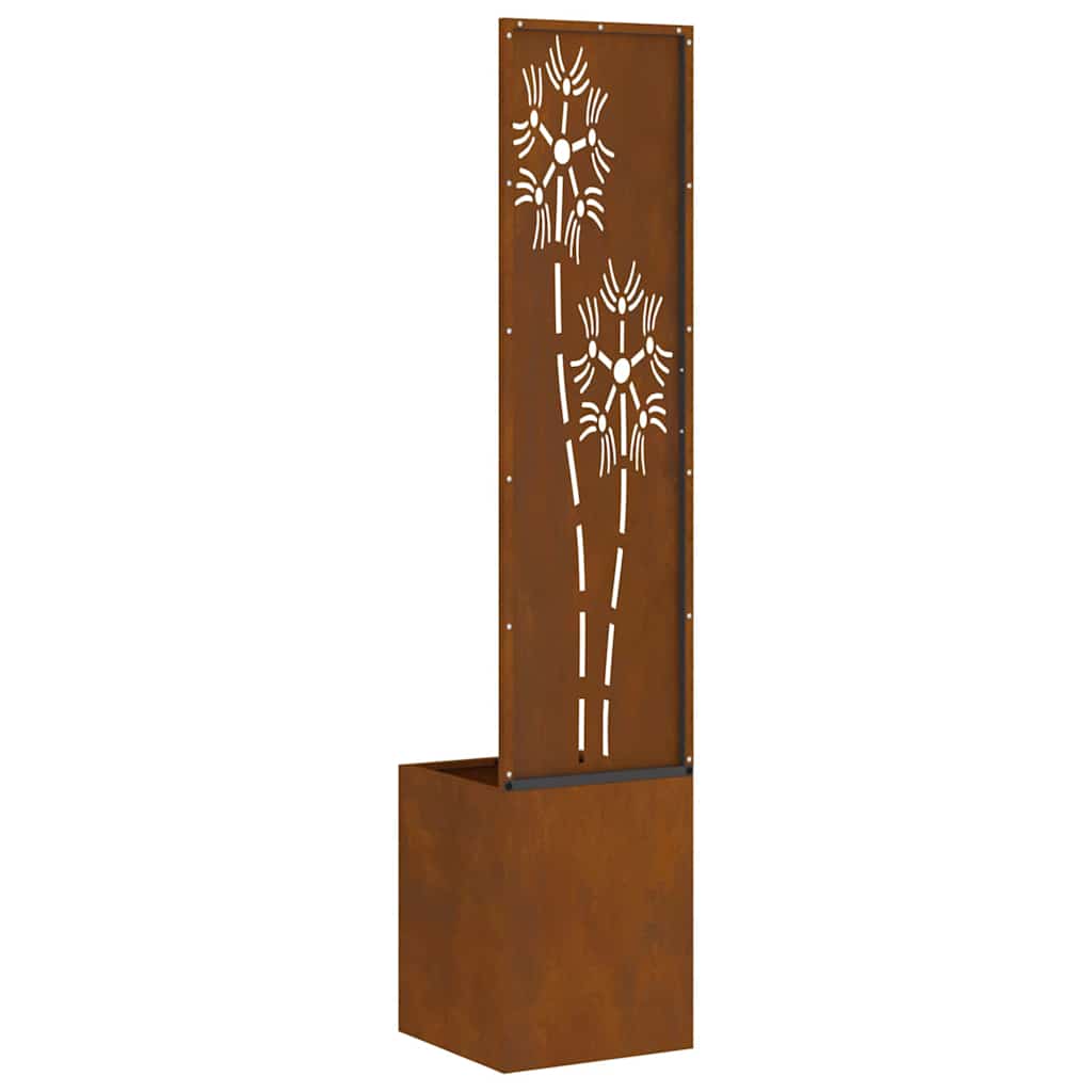 Hageprivat skjerm Blomster Rusten 32 x 32 x 150 cm Cortenstål