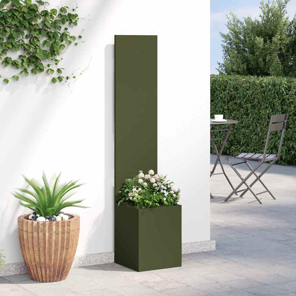 Hageprivat skjerm Olivengrønn 32 x 150 cm Kaldvalsestål