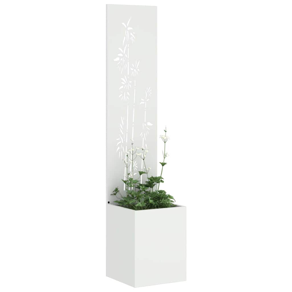 Hageprivat skjerm Blomster Hvit 32 x 150 cm Kaldvalsestål