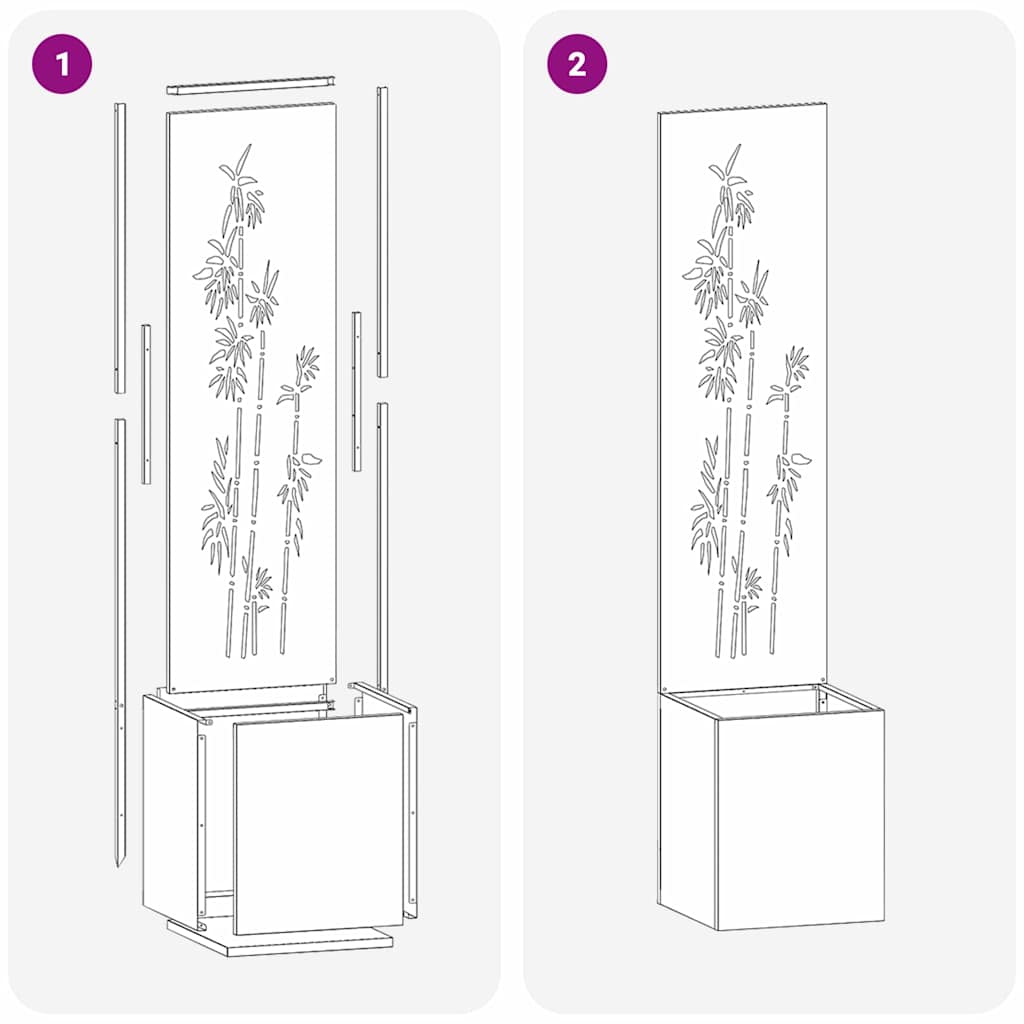 Hageprivat skjerm Blomster sølv 32 x 140 cm Galvanisert stål