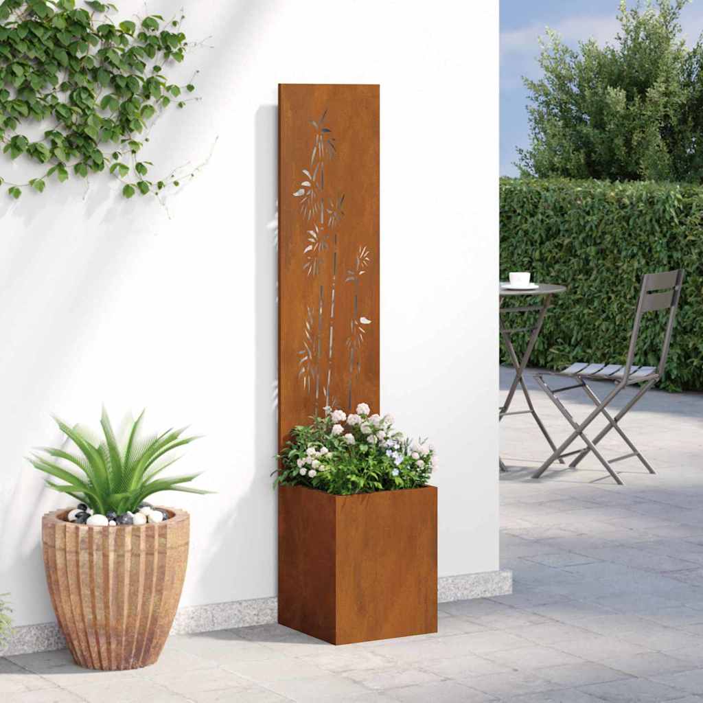 Hageprivat skjerm Blomster Rusten 32 x 32 x 150 cm Cortenstål