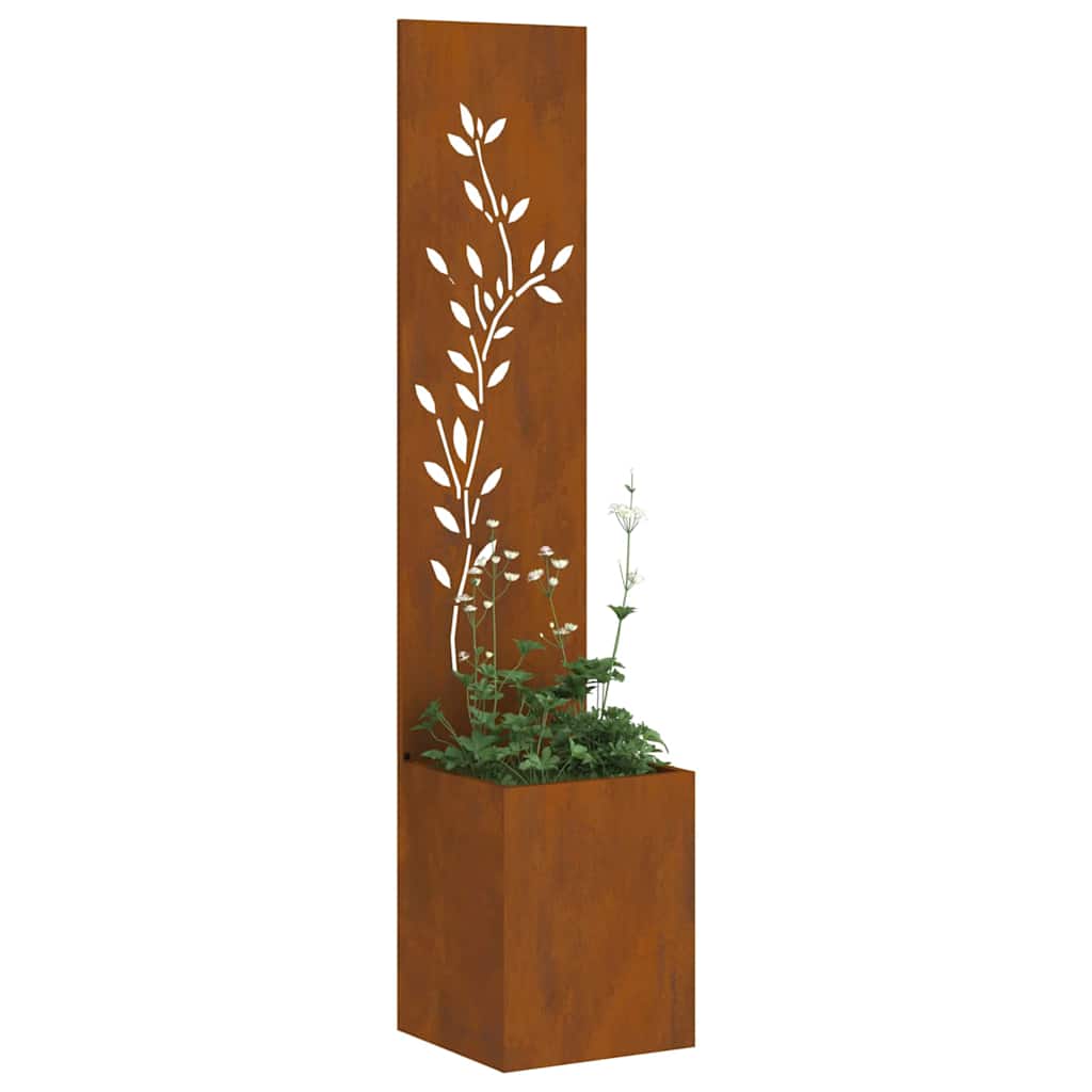 Hageprivat skjerm Blomster Rusten 32 x 32 x 150 cm Cortenstål