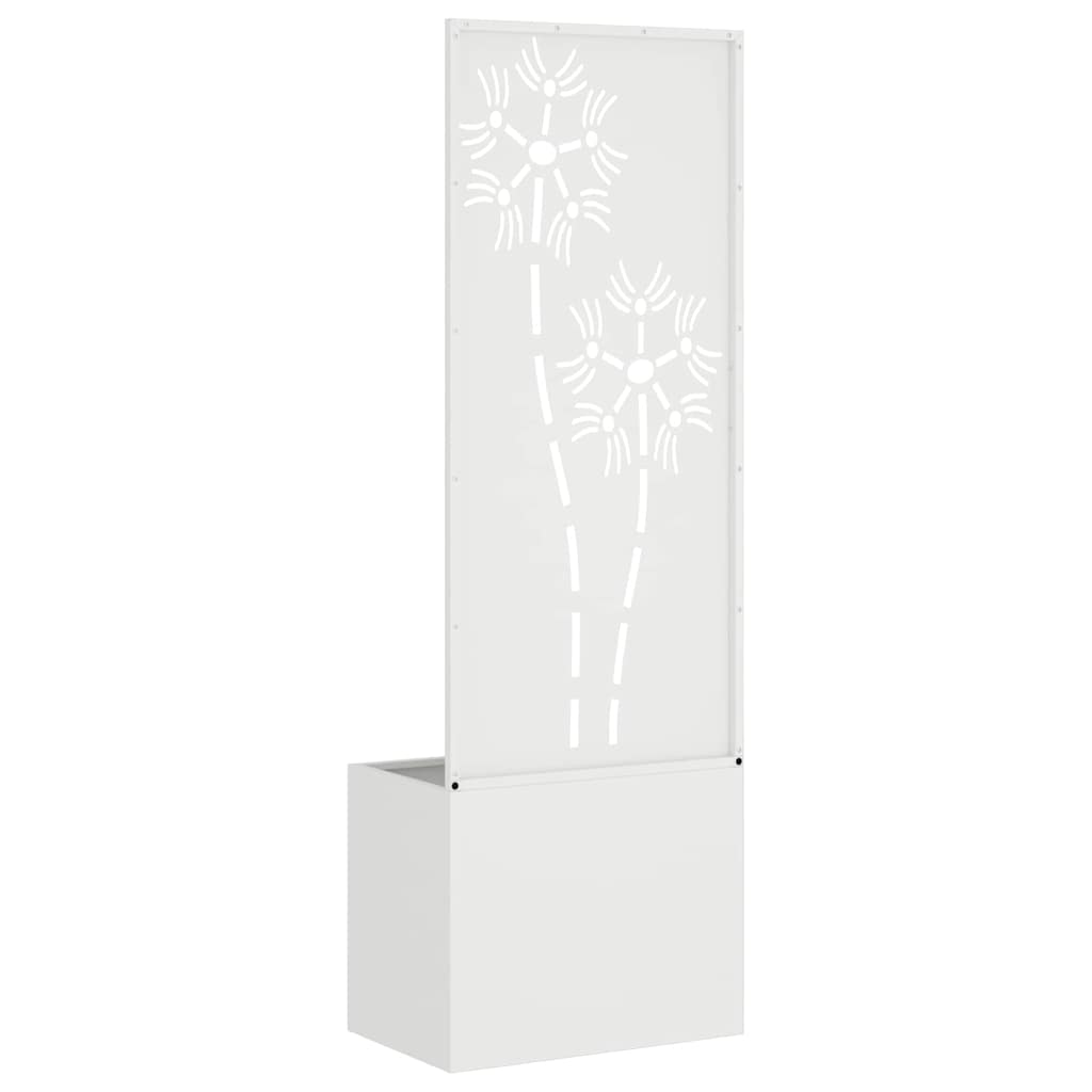Hageprivat skjerm Blomster Hvit 50 x 150 cm Kaldvalsestål