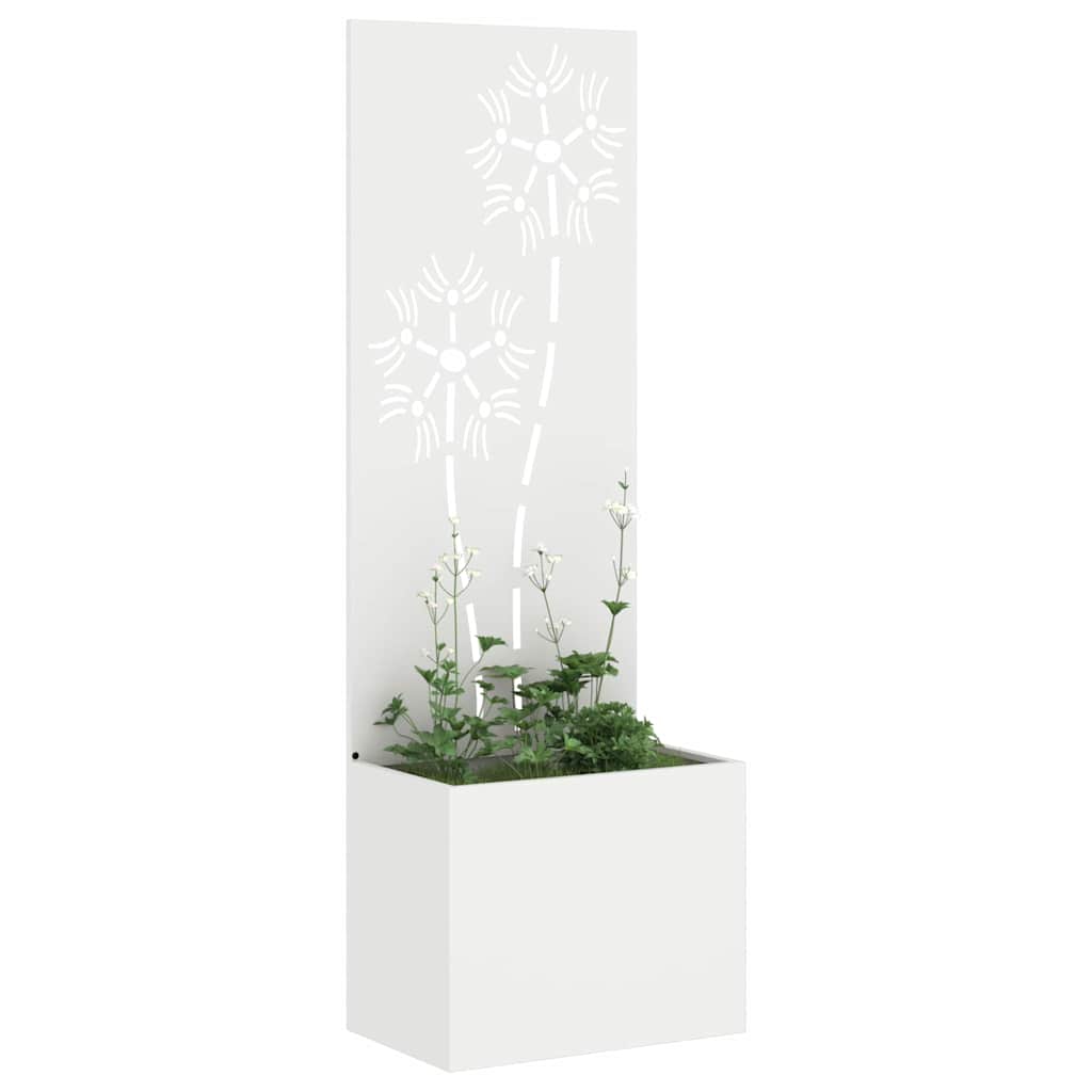 Hageprivat skjerm Blomster Hvit 50 x 150 cm Kaldvalsestål