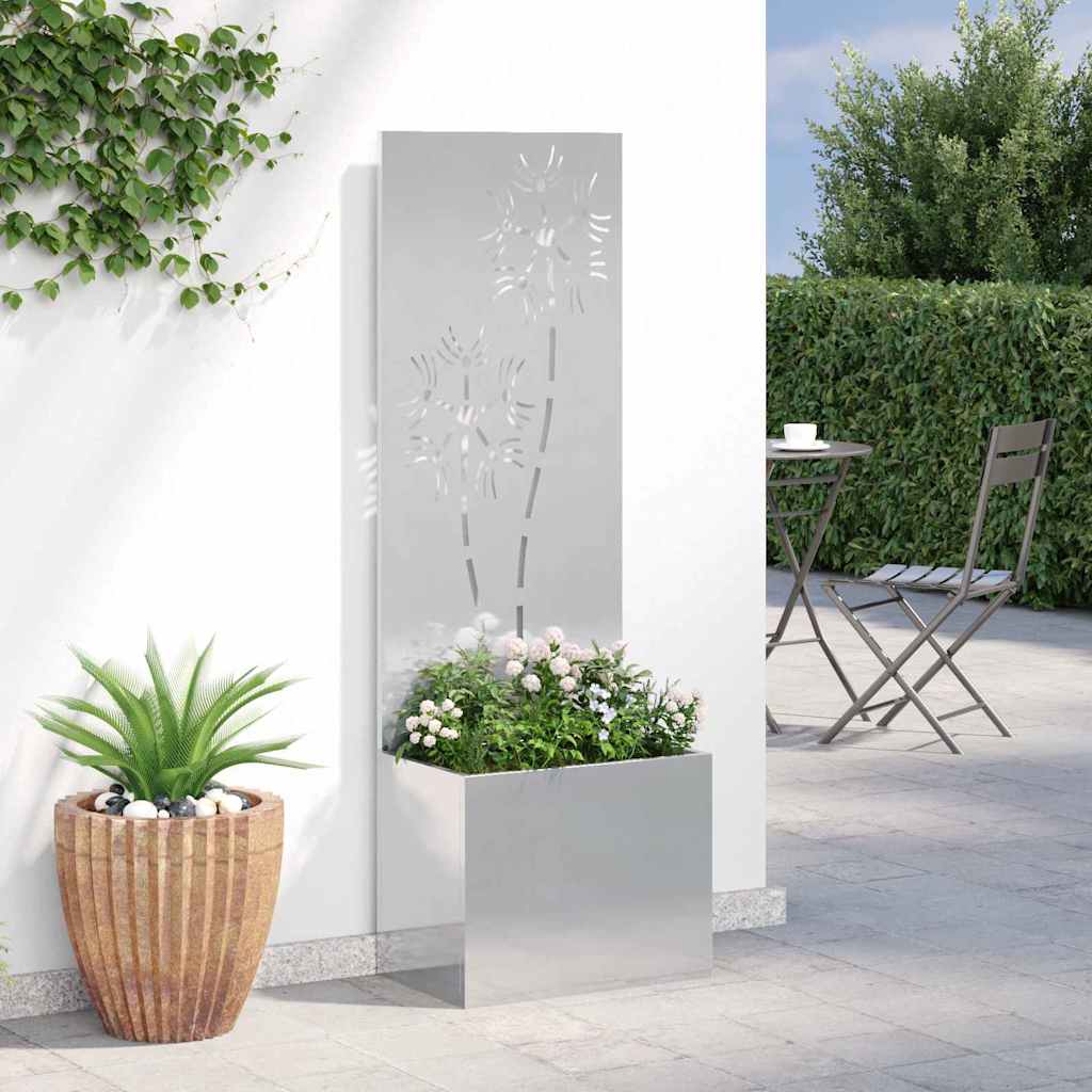 Hageprivat skjerm Blomster Sølv 50 x 150 cm Rustfritt stål