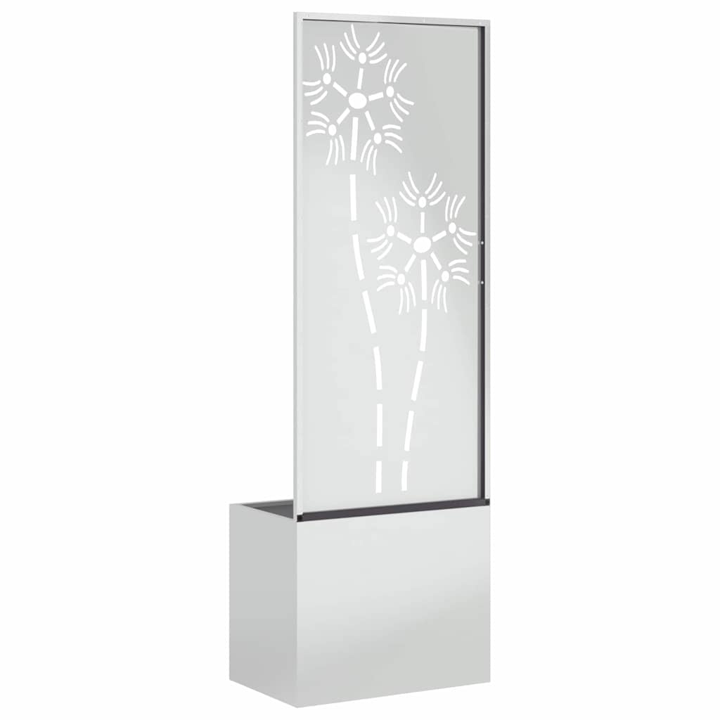 Hageprivat skjerm Blomster sølv 50 x 150 cm Galvanisert stål
