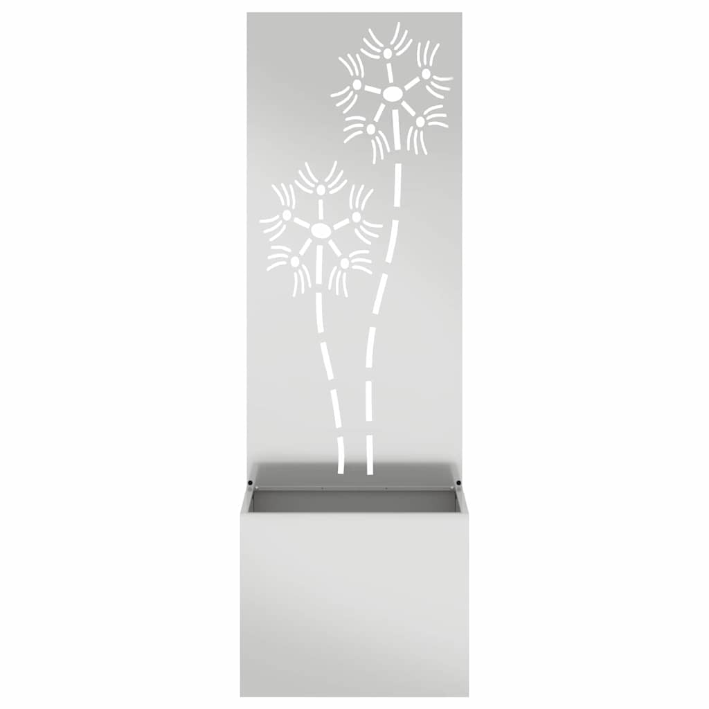 Hageprivat skjerm Blomster sølv 50 x 150 cm Galvanisert stål