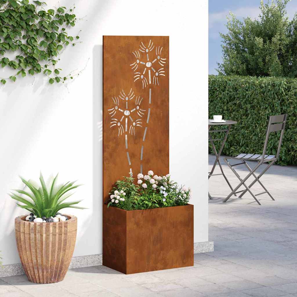 Hageprivat skjerm Blomster Rusten 50 x 32 x 150 cm Cortenstål