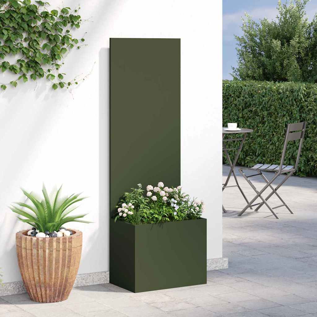 Hageprivat skjerm Olivengrønn 50 x 150 cm Kaldvalsestål