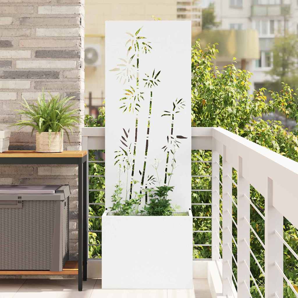 Hageprivat skjerm Blomster Hvit 50 x 150 cm Kaldvalsestål