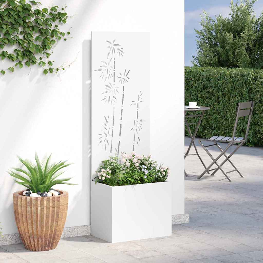 Hageprivat skjerm Blomster Hvit 50 x 150 cm Kaldvalsestål