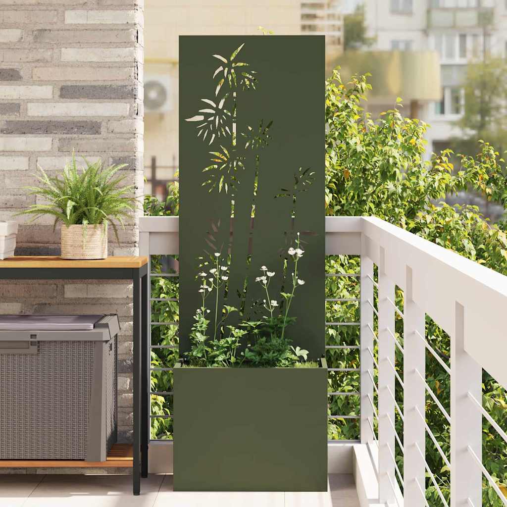 Hageprivat skjerm Olivengrønn 50 x 150 cm Kaldvalsestål
