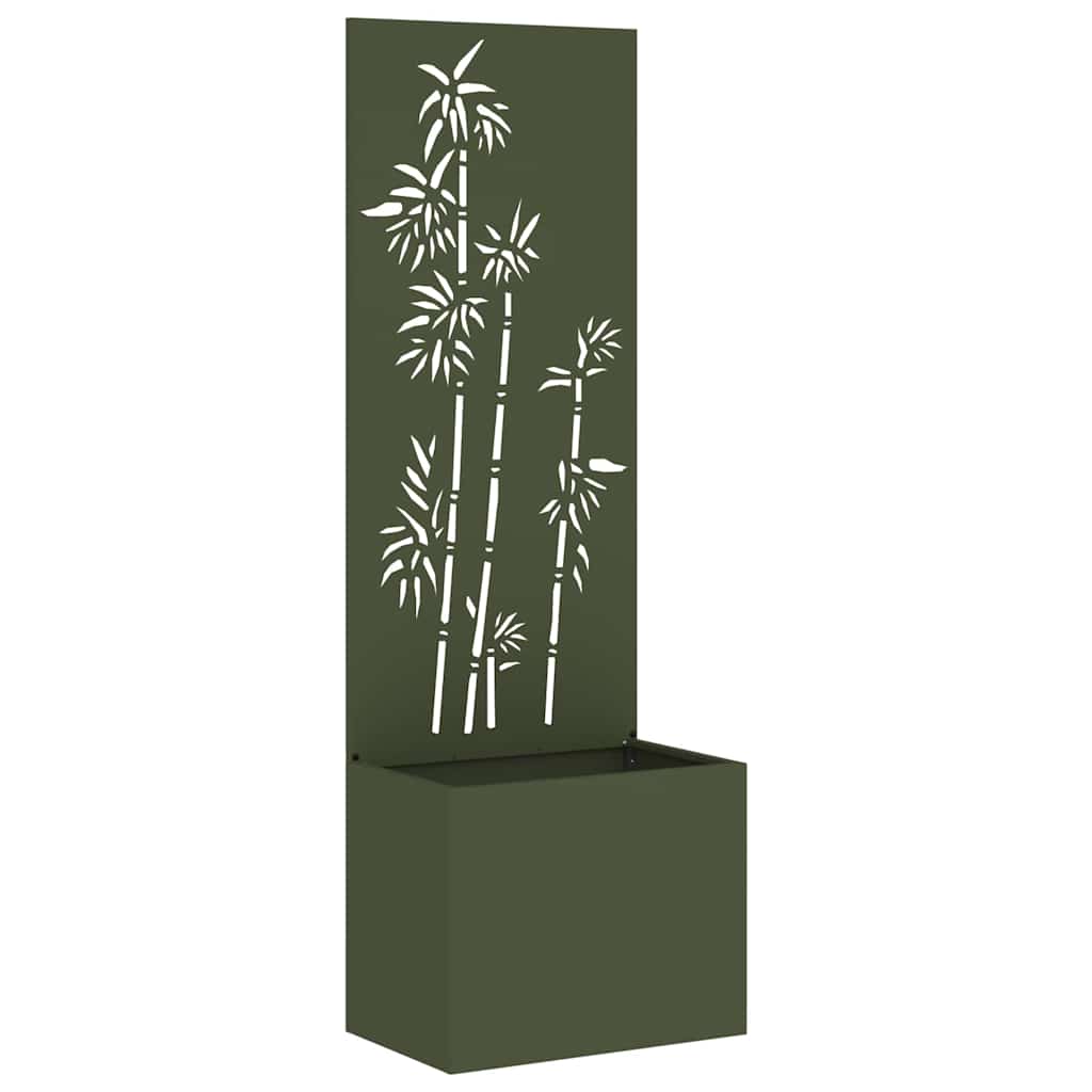 Hageprivat skjerm Olivengrønn 50 x 150 cm Kaldvalsestål