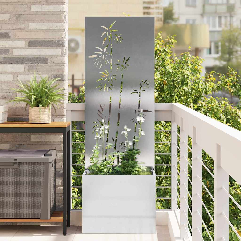 Hageprivat skjerm Blomster Sølv 50 x 150 cm Rustfritt stål
