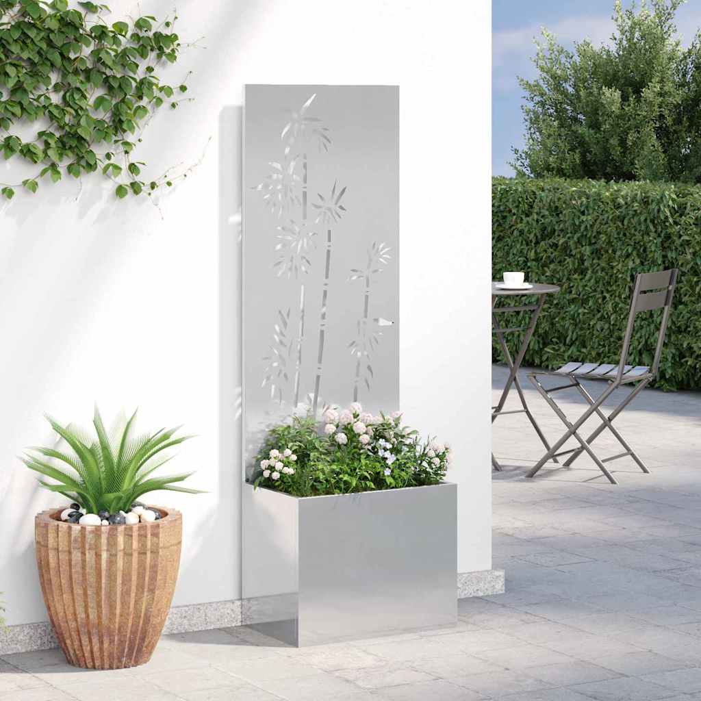 Hageprivat skjerm Blomster Sølv 50 x 150 cm Rustfritt stål