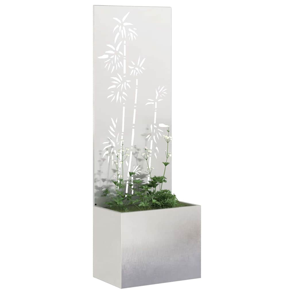 Hageprivat skjerm Blomster Sølv 50 x 150 cm Rustfritt stål