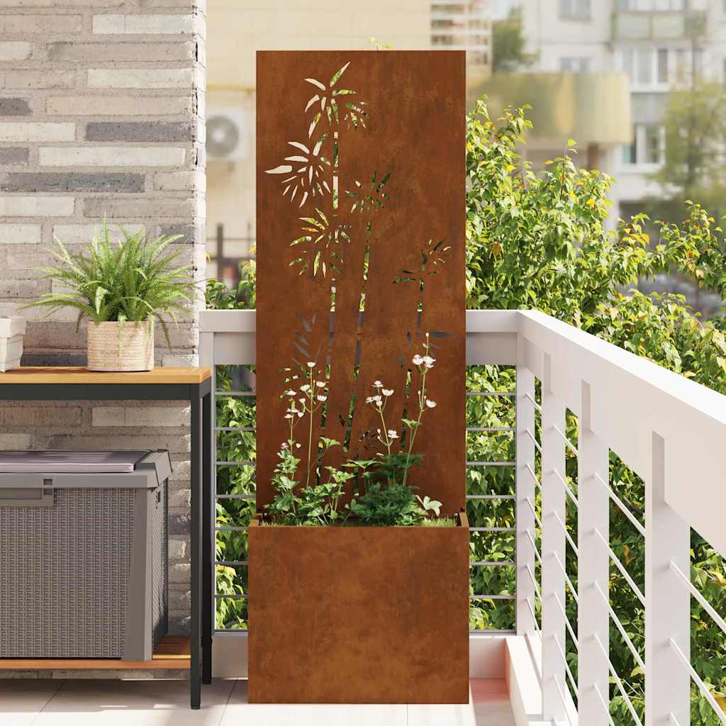 Hageprivat skjerm Blomster Rusten 50 x 150 cm Cortenstål