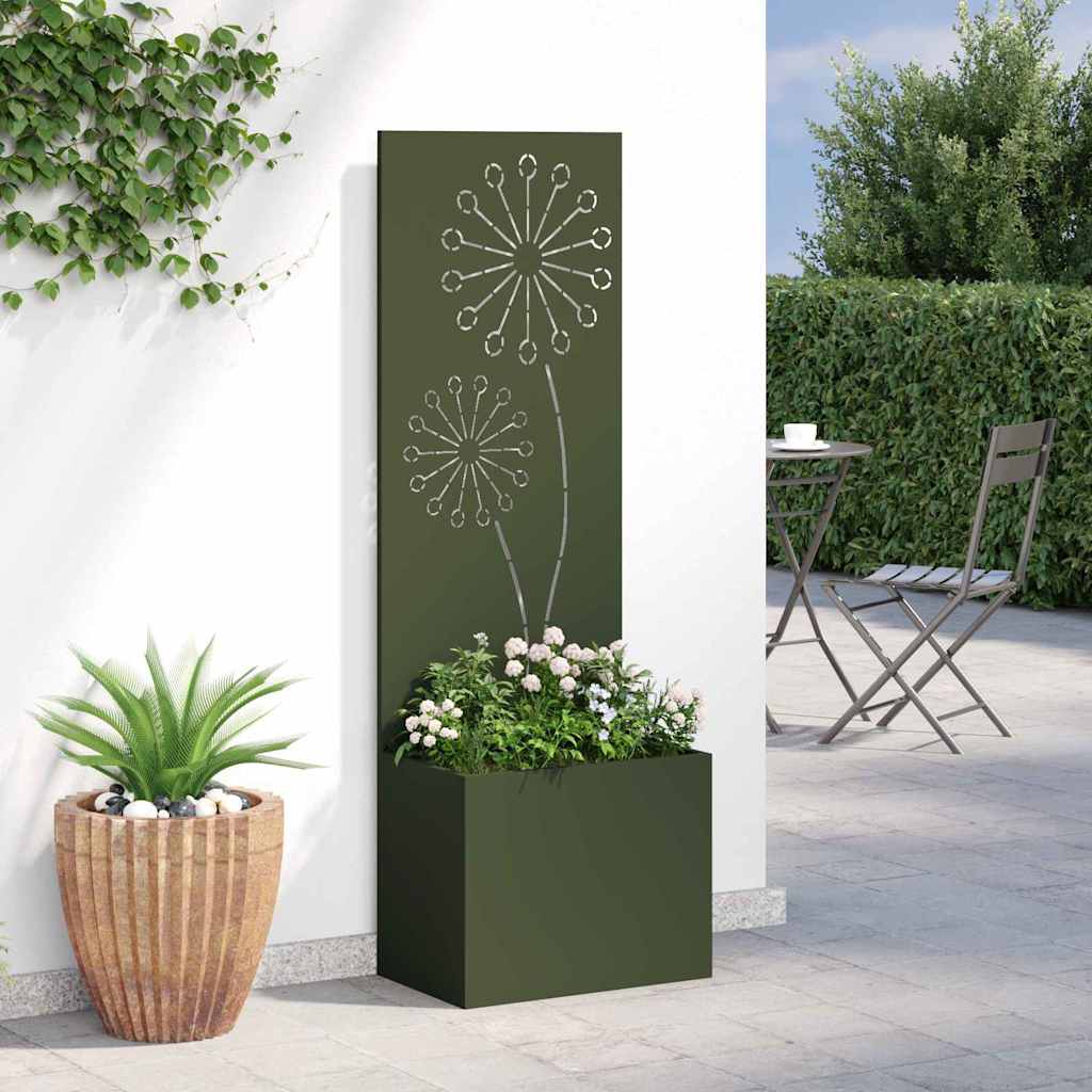 Hageprivat skjerm Olivengrønn 50 x 150 cm Kaldvalsestål