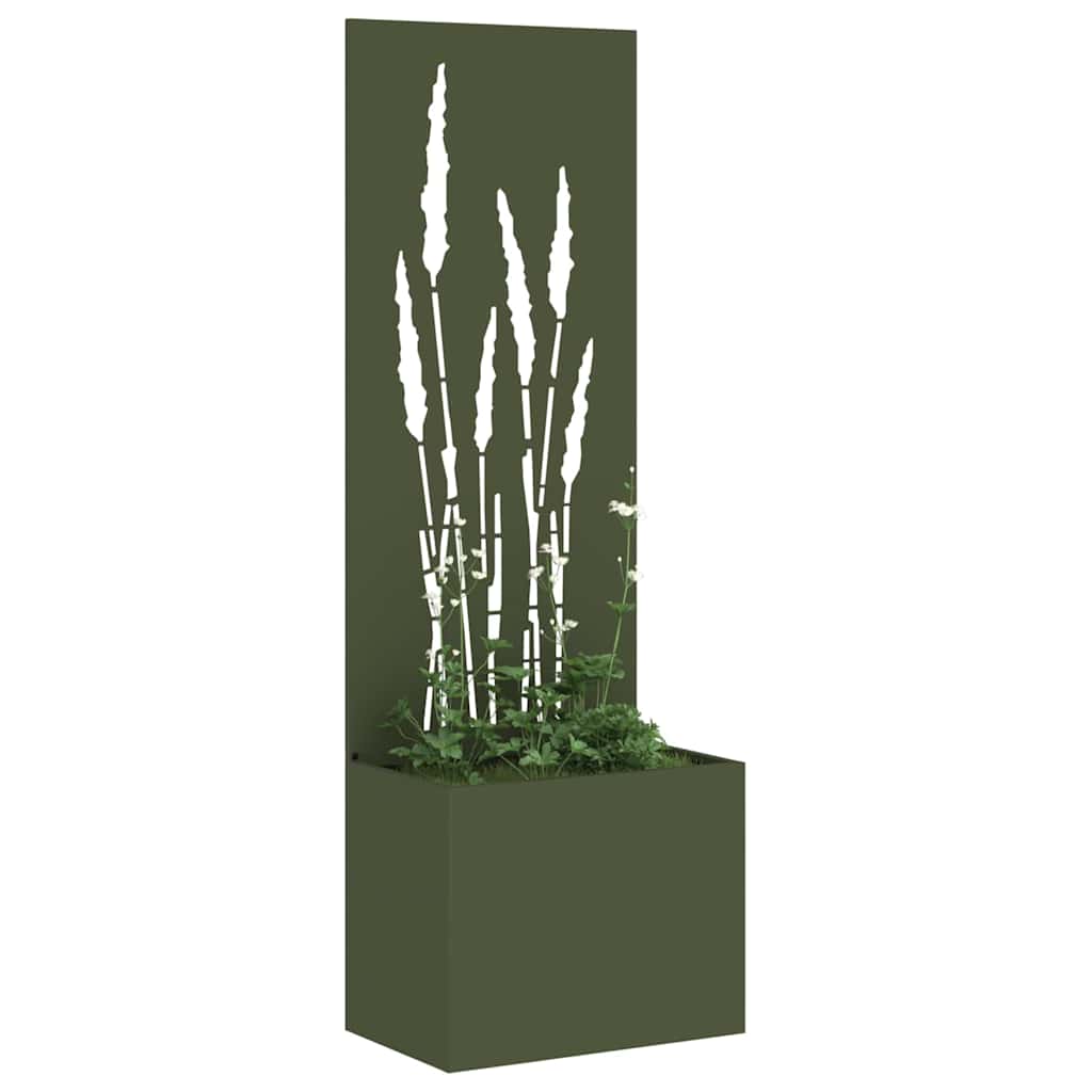 Hageprivat skjerm Olivengrønn 50 x 150 cm Kaldvalsestål