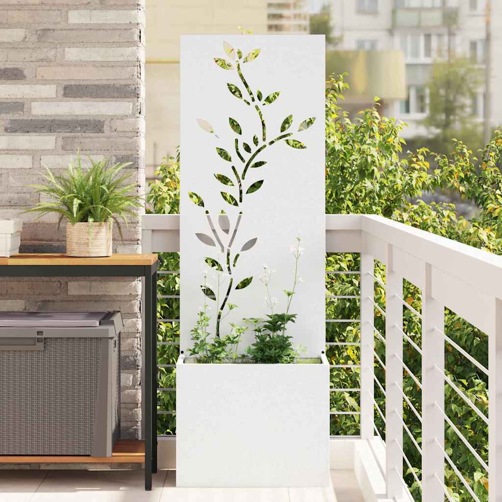 Hageprivat skjerm Blomster Hvit 50 x 150 cm Kaldvalsestål