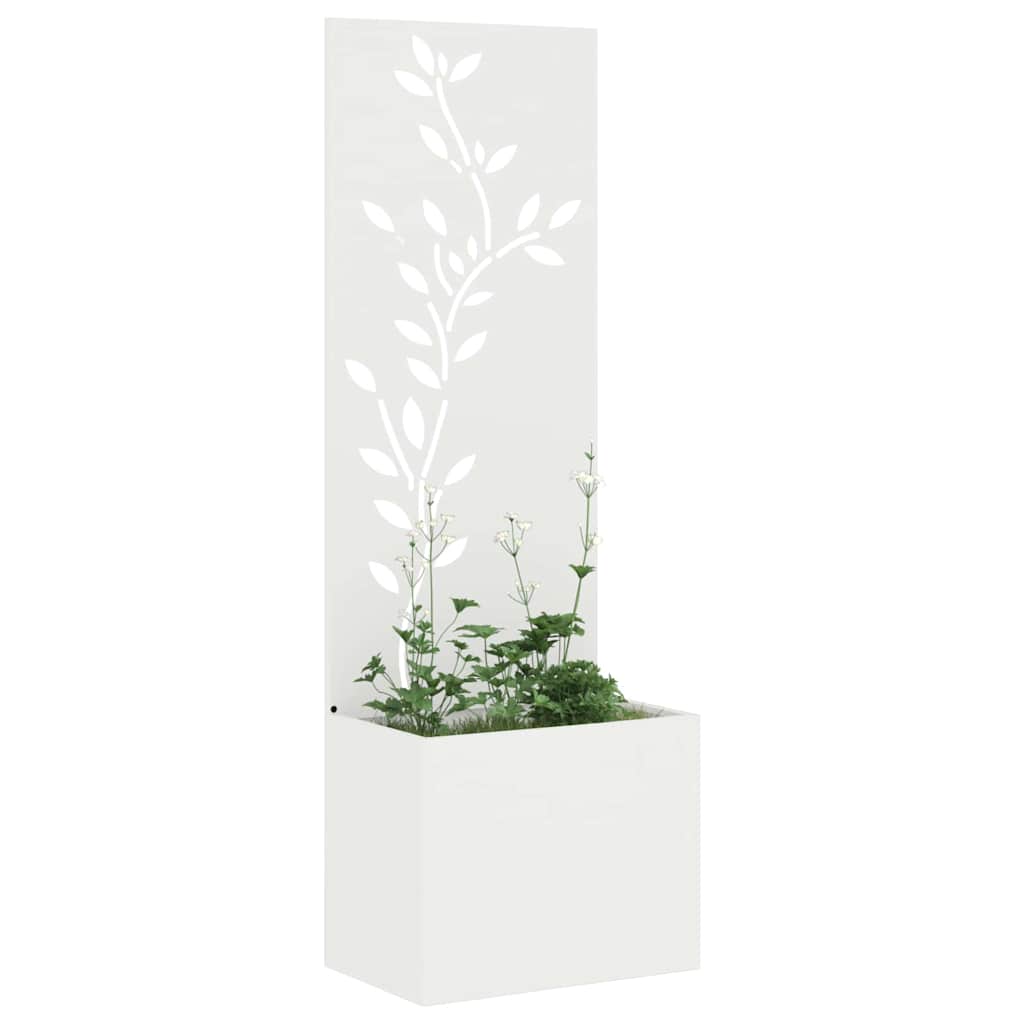 Hageprivat skjerm Blomster Hvit 50 x 150 cm Kaldvalsestål