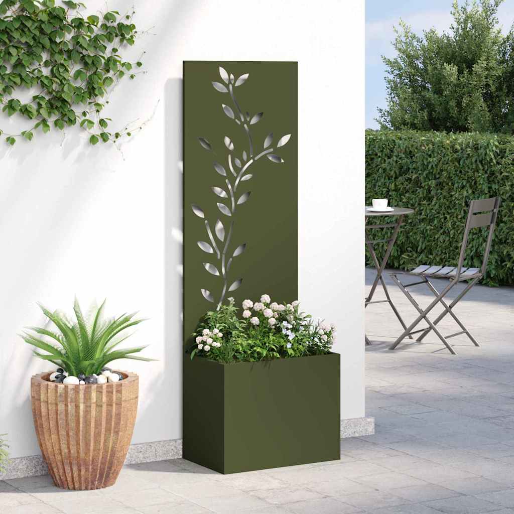 Hageprivat skjerm Olivengrønn 50 x 150 cm Kaldvalsestål