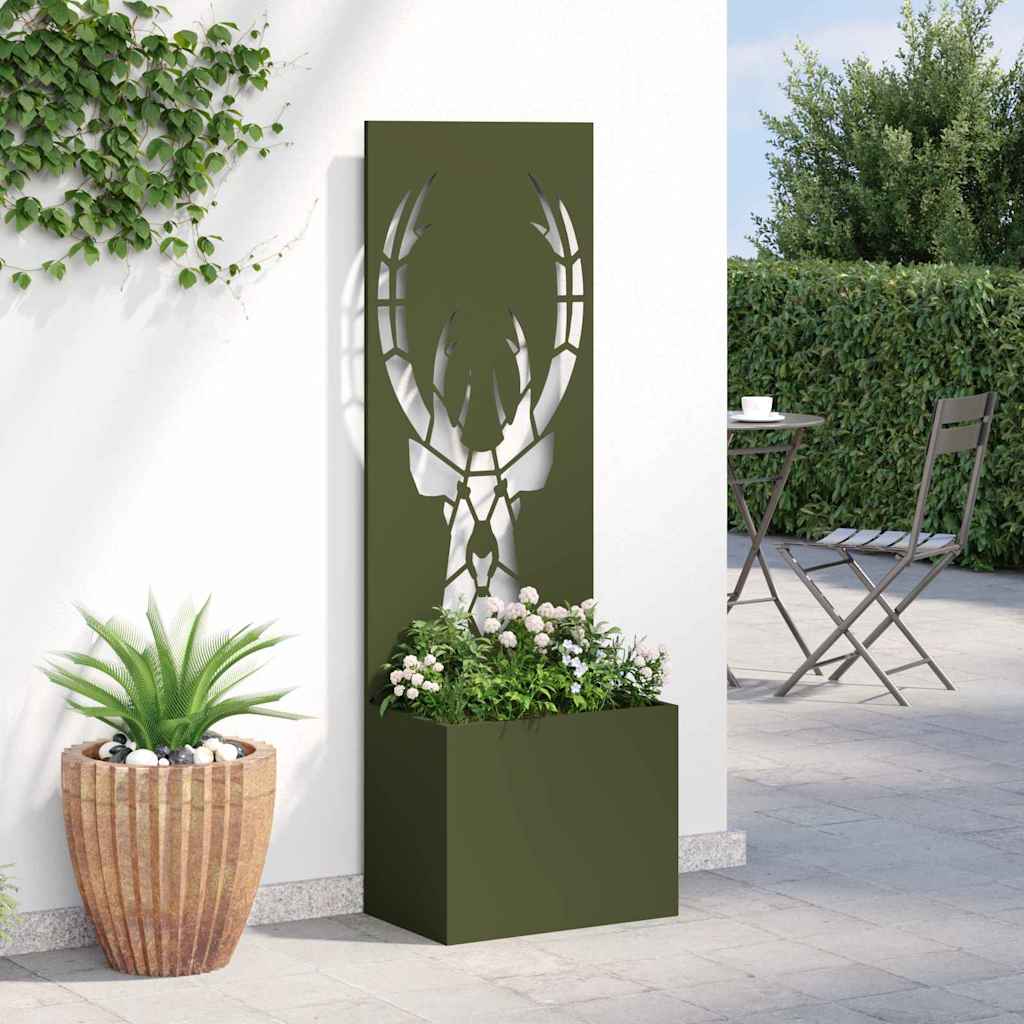 Hageprivat skjerm Olivengrønn 50 x 150 cm Kaldvalsestål