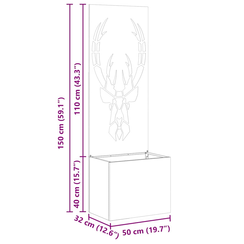 Hageprivat skjerm Dyretrykk sølv 50 x 140 cm Galvanisert stål